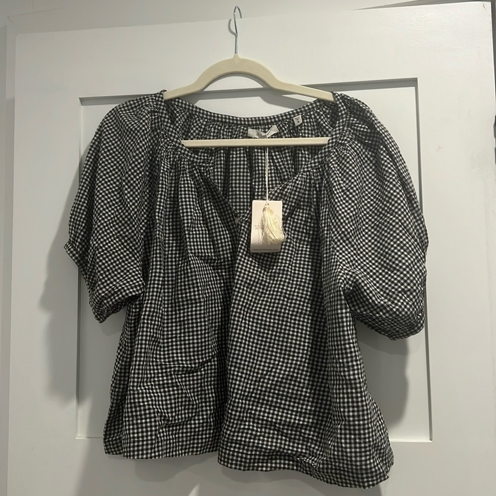 NWT Doen June Gingham Cotton Top